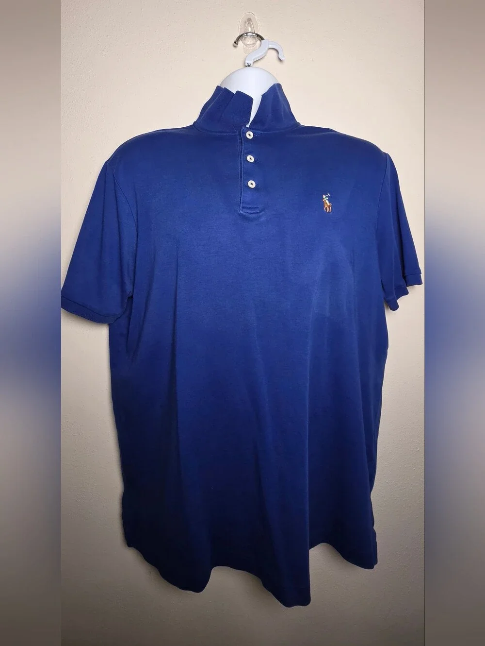 Bundle Of 4 Polo by Ralph Lauren Mens Blue Solid, Striped Cotton Polo Shirts